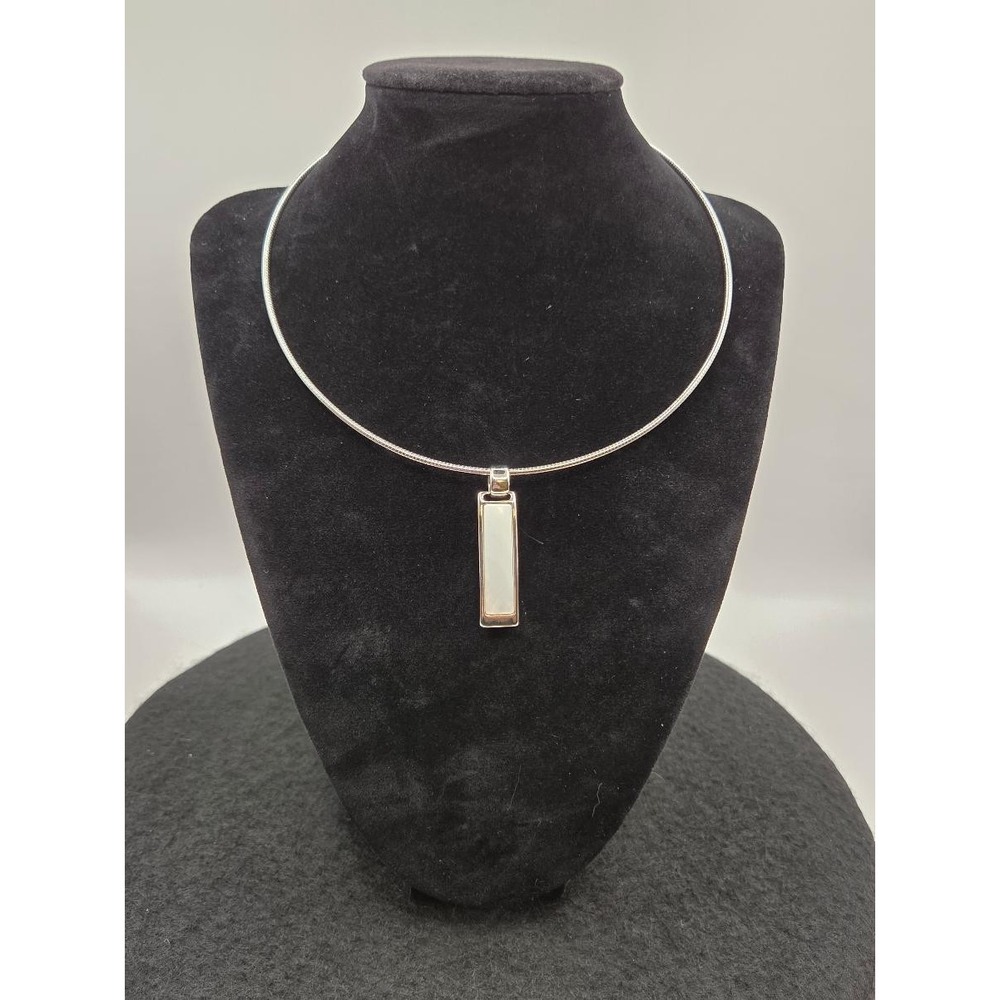 Lia Sophia Silver Tone Necklace White And Black Reversible Pendant